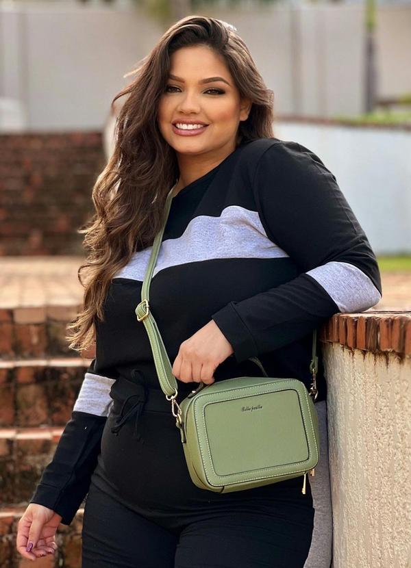 Marguerite - Casaco Preto e Mescla com Recortes Plus Size 4