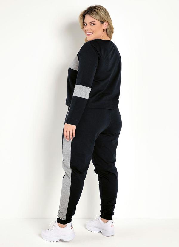 Marguerite - Casaco Preto e Mescla com Recortes Plus Size 6