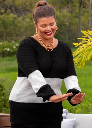 Casaco Preto em Tricô Marguerite