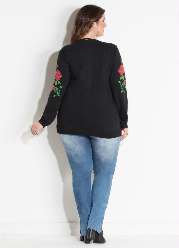 Quintess - Casaco Preto Quintess com Estampa de Bordado 11