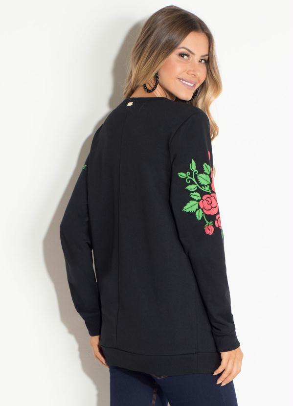 Quintess - Casaco Preto Quintess com Estampa de Bordado 2