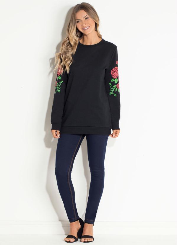 Quintess - Casaco Preto Quintess com Estampa de Bordado 4