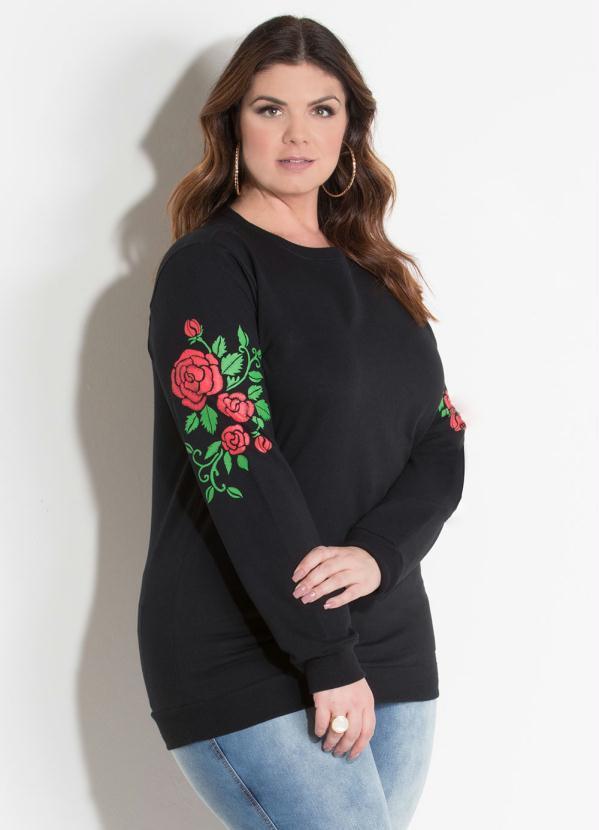 Quintess - Casaco Preto Quintess com Estampa de Bordado 7