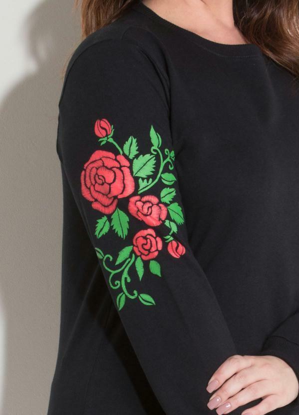 Quintess - Casaco Preto Quintess com Estampa de Bordado 8