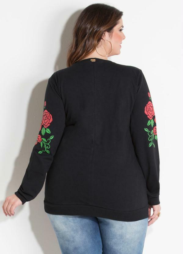 Quintess - Casaco Preto Quintess com Estampa de Bordado 9