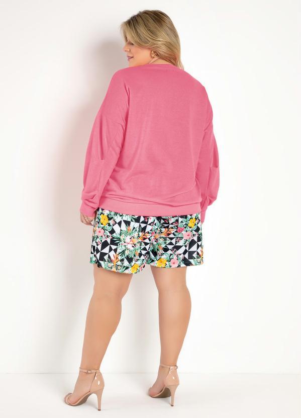 Outlet - Casaco Rosa Neon com Pregas na Manga Plus Size 4