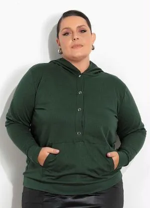 Marguerite - Casaco Verde Plus Size com Botões e Bolso - MARGUERITE