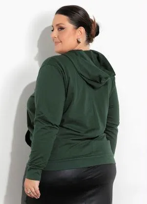 Marguerite - Casaco Verde Plus Size com Botões e Bolso - MARGUERITE