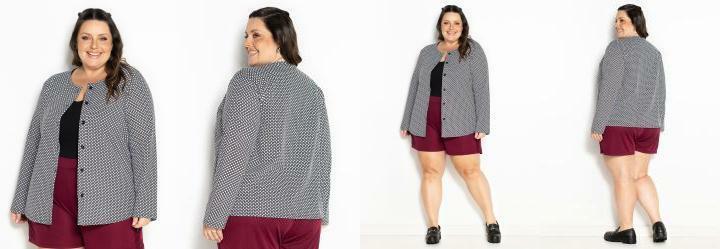 Casaco Xadrez Preto com Botes Plus Size