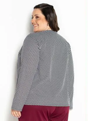 Marguerite - Casaco Xadrez Preto com Botões Plus Size - MARGUERITE