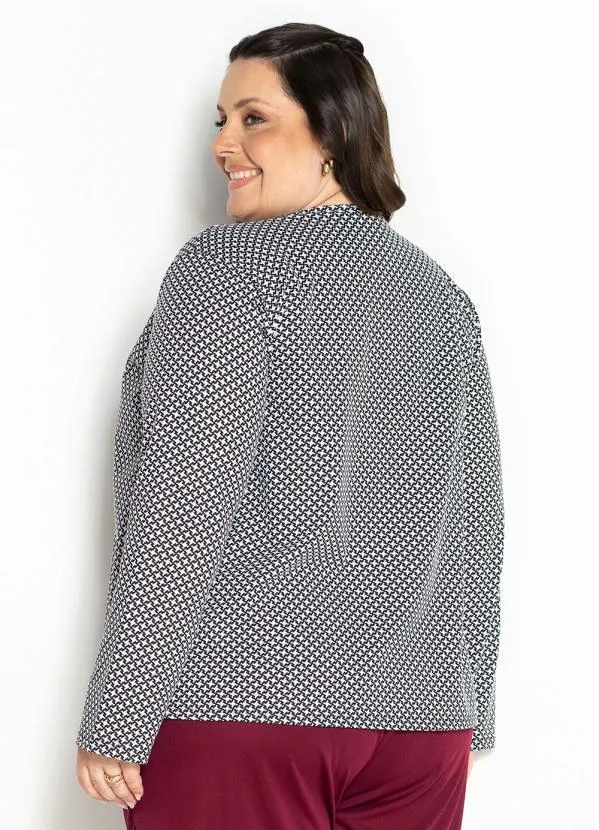 Marguerite - Casaco Xadrez Preto com Botões Plus Size 3