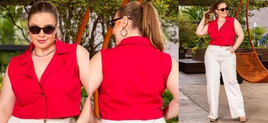 Colete Magenta em Sarja