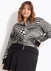 Jaqueta Bomber Po Abstrato em Canelado