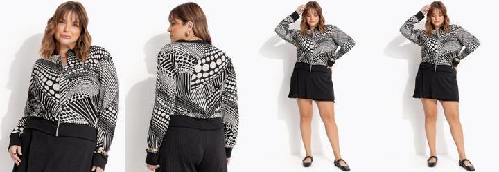 Jaqueta Bomber Po Abstrato em Canelado