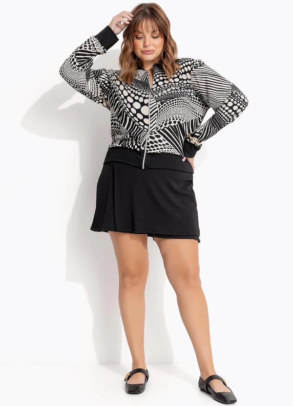 Marguerite - Jaqueta Bomber Poá Abstrato em Canelado 3