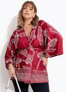 Kimono Floral Listrado em Malha Fria
