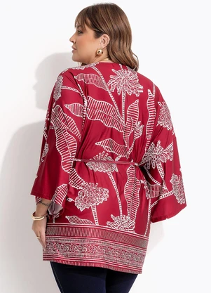 Marguerite - Kimono Floral Listrado em Malha Fria - MARGUERITE