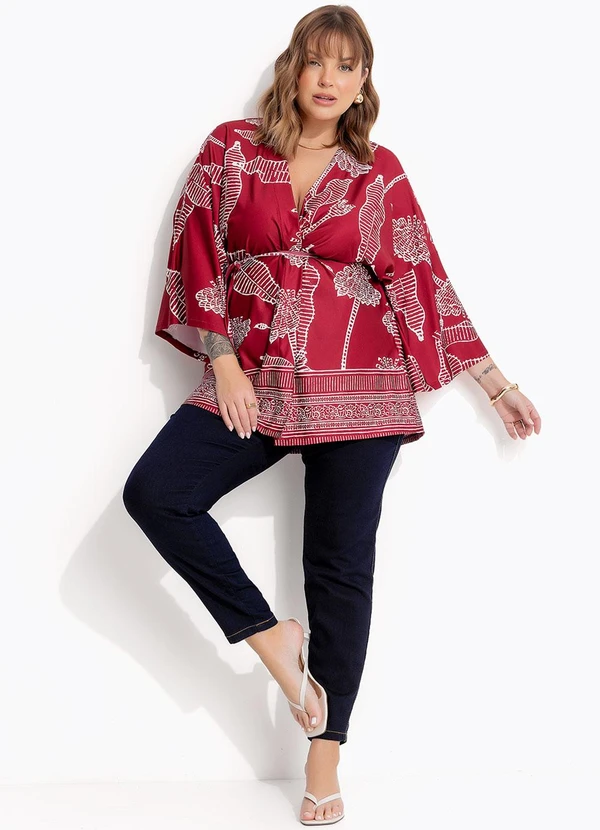 Marguerite - Kimono Floral Listrado em Malha Fria 7