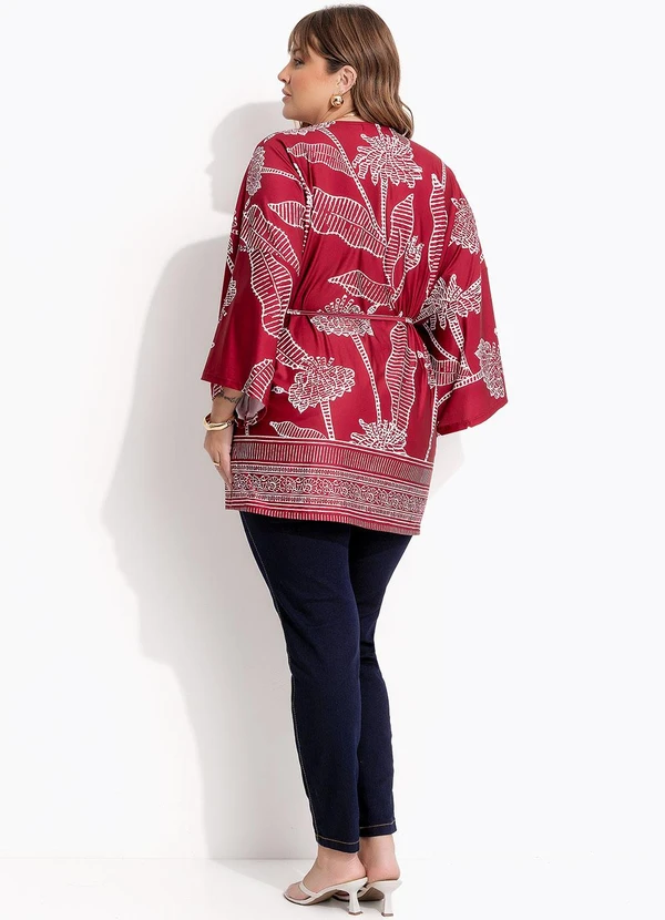 Marguerite - Kimono Floral Listrado em Malha Fria 6