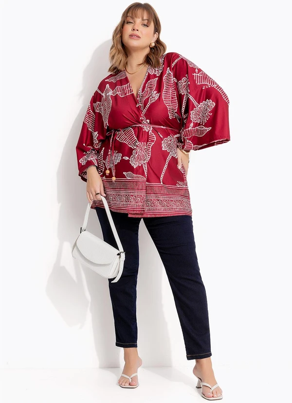 Marguerite - Kimono Floral Listrado em Malha Fria 5