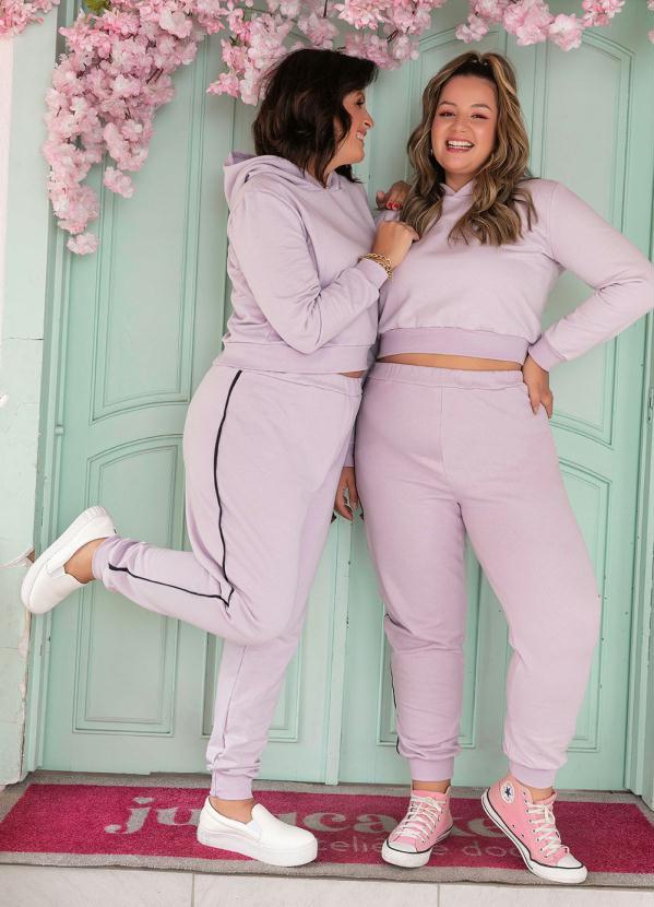 Outlet - Moletom Curto Lavanda com Capuz Plus Size 5