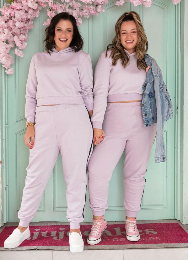 Outlet - Moletom Curto Lavanda com Capuz Plus Size 6