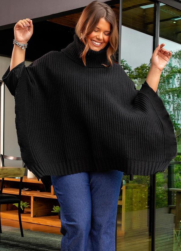 Marguerite - Poncho Preto em Tricô 5