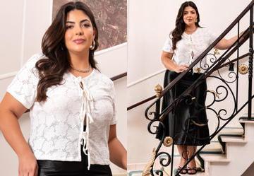 Blusa Off White em Malha Laise Toque Macio