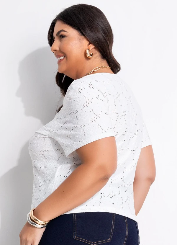 Marguerite - Blusa Off White em Malha Laise Toque Macio 5