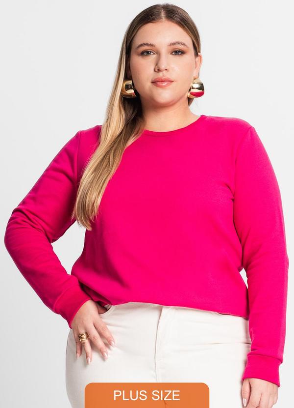Rovitex - Blusão Feminino em Moletom Plus Size Rosa