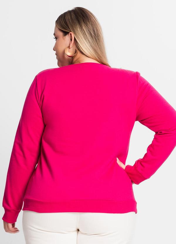 Rovitex - Blusão Feminino em Moletom Plus Size Rosa 2