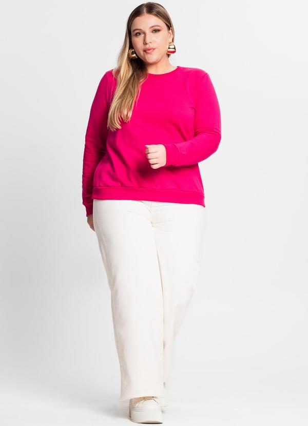 Rovitex - Blusão Feminino em Moletom Plus Size Rosa 3