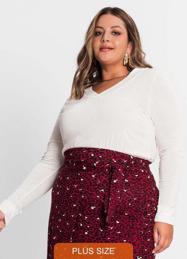 Secret Glam - Blusão Feminino Plus Size Decote V Bege