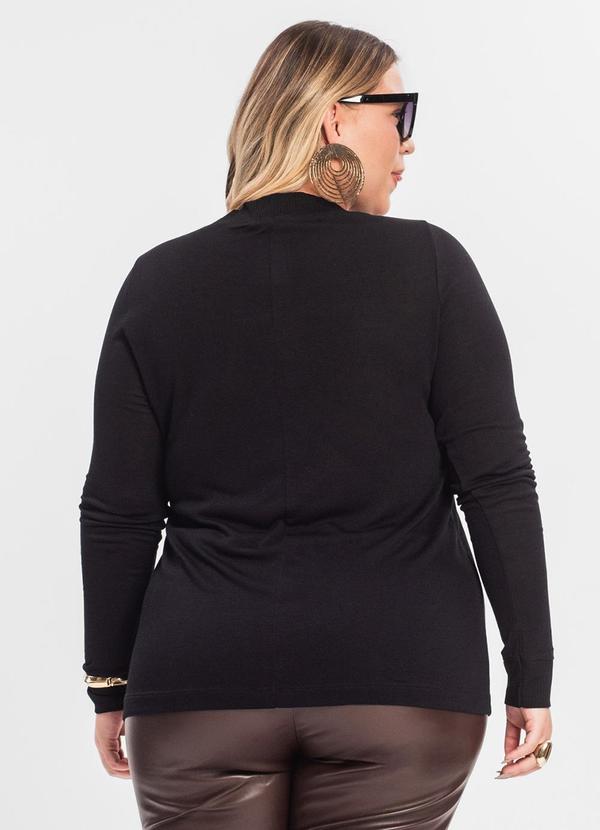 Secret Glam - Blusão Feminino Plus Size Decote V Preto 1