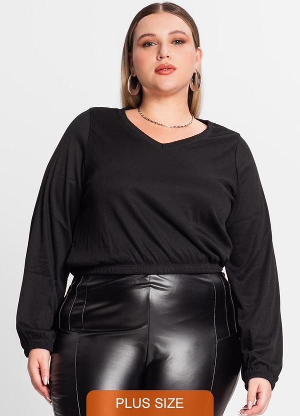 Secret Glam - Blusão Feminino Plus Size Ribana Duo Preto