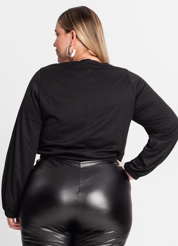 Secret Glam - Blusão Feminino Plus Size Ribana Duo Preto 2