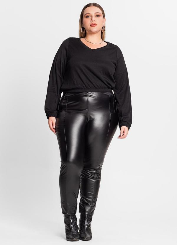 Secret Glam - Blusão Feminino Plus Size Ribana Duo Preto 3
