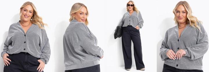 Casaco Listrado em Malha Texturizada