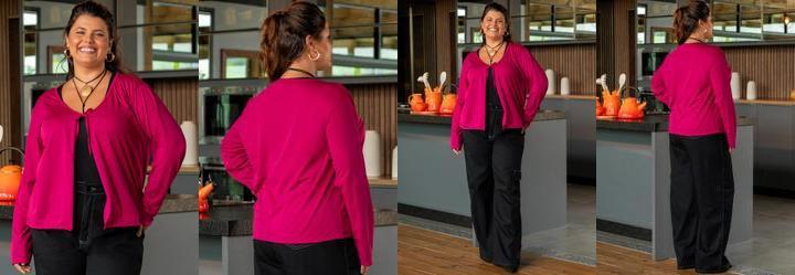 Casaco Prpura em Malha com Amarrao