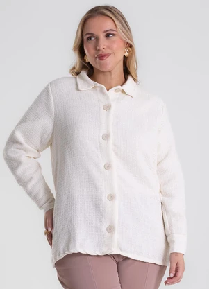 Secret Glam - Casaco Tweed Plus Size Bege - SECRET GLAM