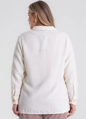 Secret Glam - Casaco Tweed Plus Size Bege - SECRET GLAM