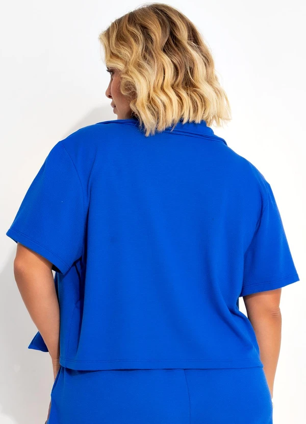 Marguerite - Casaqueto Azul em Malha Texturizada de Viscose 2