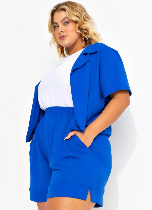 Marguerite - Casaqueto Azul em Malha Texturizada de Viscose 5