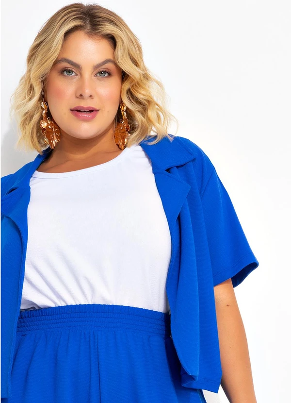 Marguerite - Casaqueto Azul em Malha Texturizada de Viscose 6