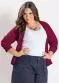 Marguerite - Casaquinho Preto Manga Longa Plus Size - variação: Bordô