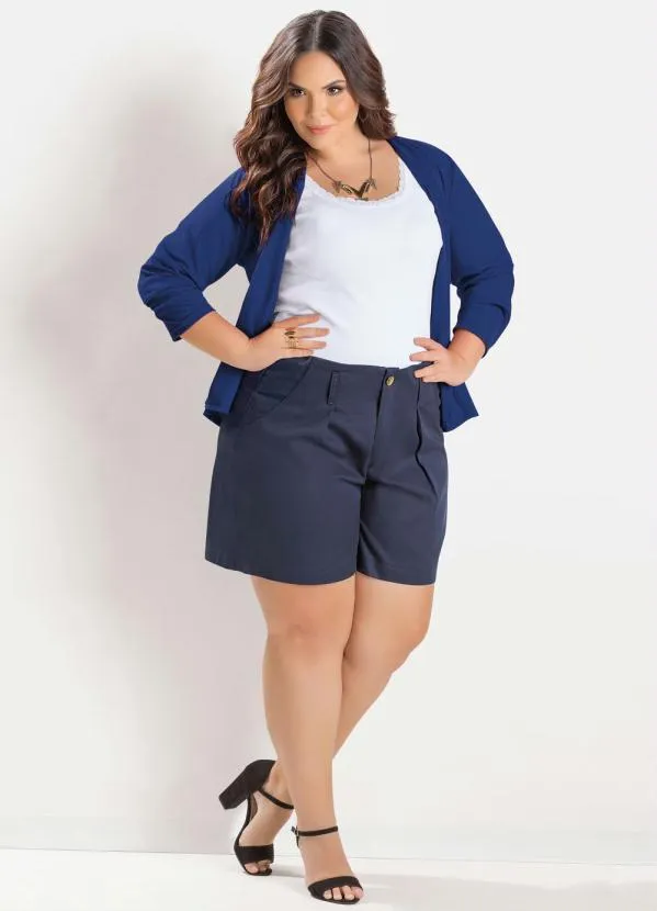 Marguerite - Casaquinho Marinho Aberto na Frente Plus Size 3