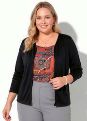 Casaquinho Preto Manga Longa Plus Size