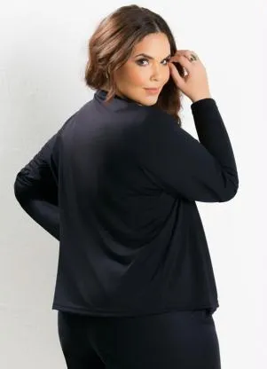 Marguerite - Casaquinho Preto Manga Longa Plus Size - MARGUERITE