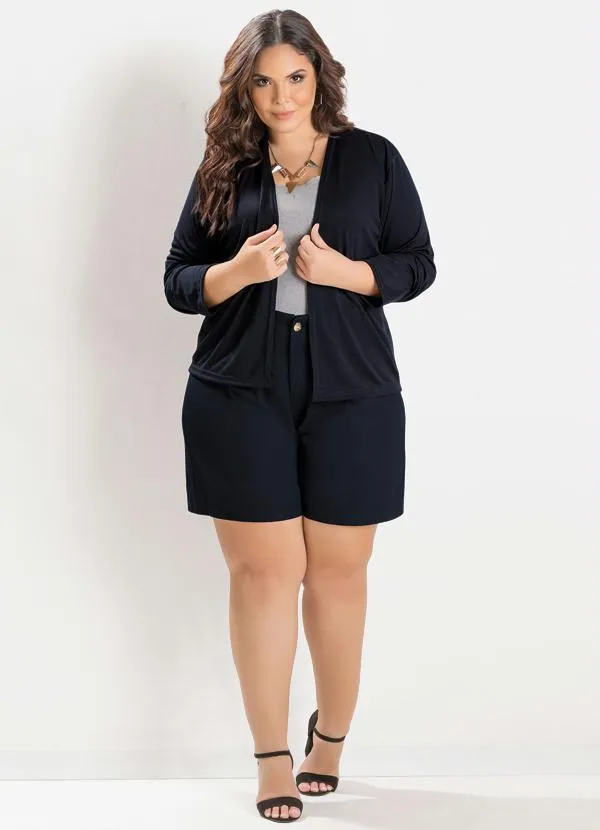 Marguerite - Casaquinho Preto Manga Longa Plus Size 3