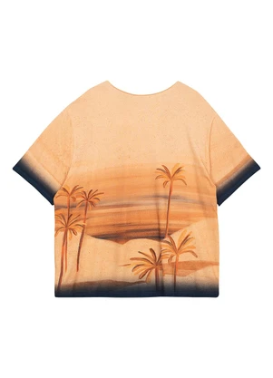 Malwee - Blusa Box Tropical em Viscose Areia - MALWEE